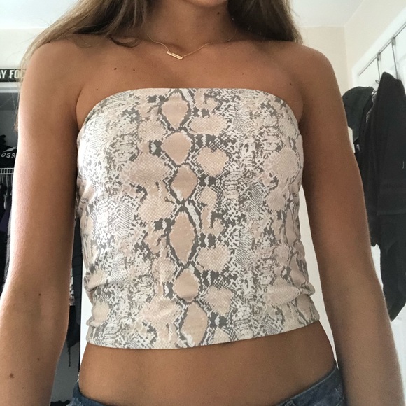 Snakeskin pink and tan American eagle tube top - Picture 2 of 2